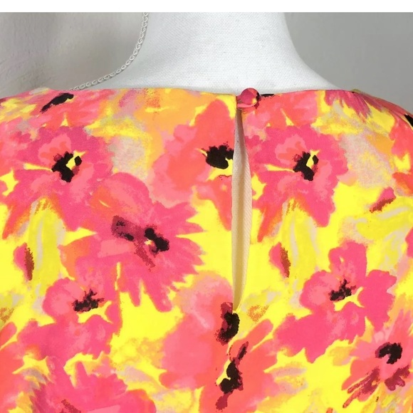 Ann Taylor Loft Yellow Dress Tie Waist Size 4 Pink - Picture 3 of 6